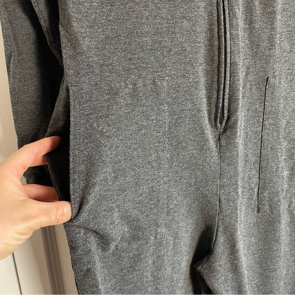 Smash + Tess Long Sleeve Hooded Jumpsuit Women’s M Charcoal Gray Zip Super Soft - Picture 6 of 15